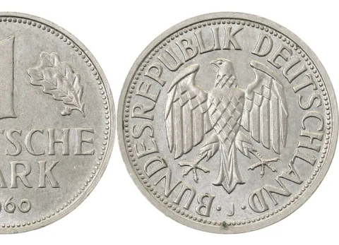 Kursmuenze 1 DM Detail 1960