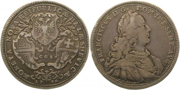 ½ Taler Schwäbisch Hall 1746 Patina selten f. ss/ss