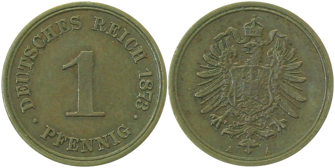 1 Pfennig 1873 A vz Wertseite leicht fleckig J001 vz