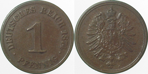 1 Pfennig 1874 C J001 Gedenkmünzen ss/vz