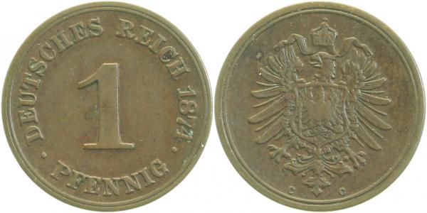 1 Pfennig 1874 C J001 Gedenkmünzen ss+
