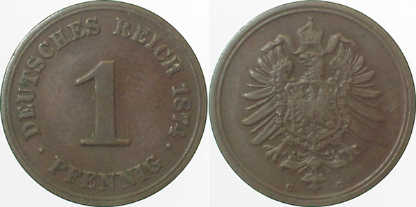 1 Pfennig 1874 C J001 Gedenkmünzen ss-
