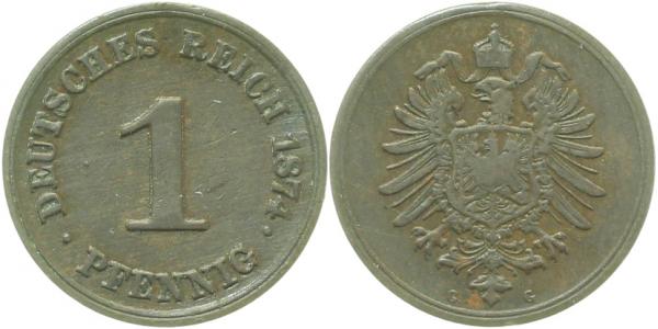 1 Pfennig 1874 G s/ss J001 Gedenkmünzen s/ss