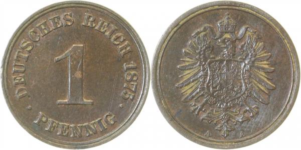 1 Pfennig 1875 A vz/st J001
