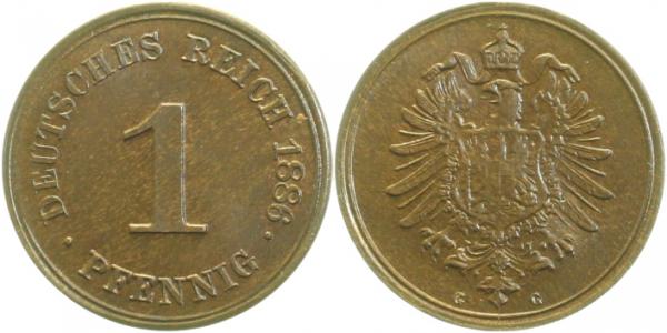 1 Pfennig 1886 G deutlich Riffelrand Archiv Franquinet J001