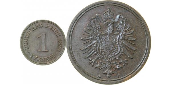 1 Pfennig 1888 A f prfr J001 | | Münzzeichen doppelt