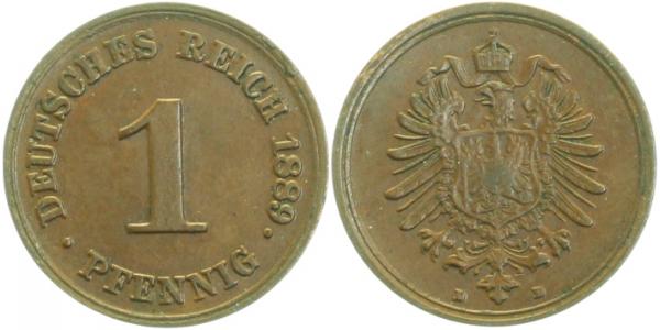 1 Pfennig 1889 D f prfr J001