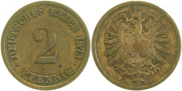 2 Pfennig 1873 D J002 Gedenkmünzen s/ss