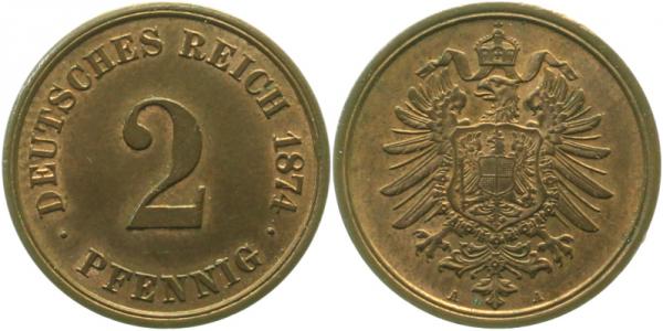 2 Pfennig 1874 A prfr! J002