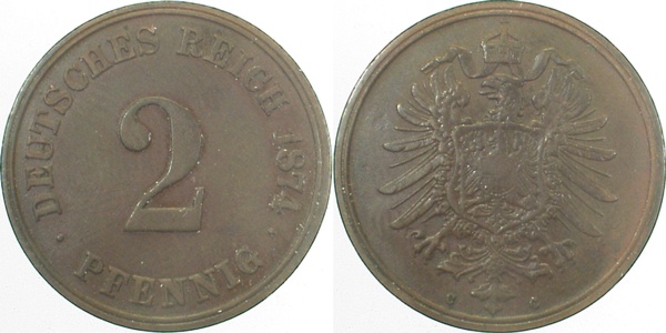 2 Pfennig 1874 C J002 Gedenkmünzen ss/vz