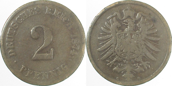2 Pfennig 1874 C J002 Gedenkmünzen