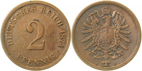 2 Pfennig 1874 E J002 Gedenkmünzen