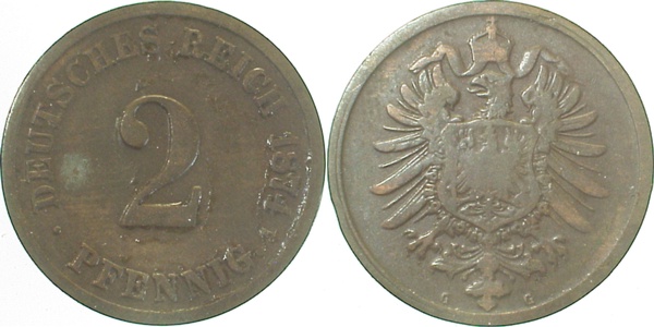 2 Pfennig 1874 G s/ss J002