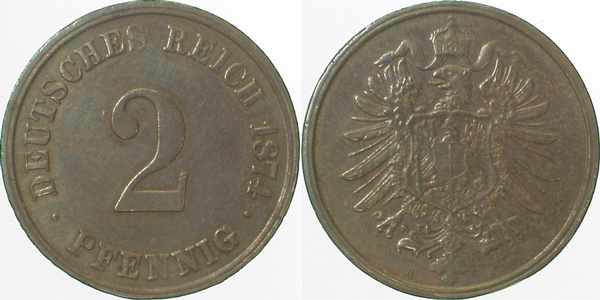 2 Pfennig 1874 H vz- J002