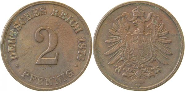 2 Pfennig 1874 H ss/vz J002