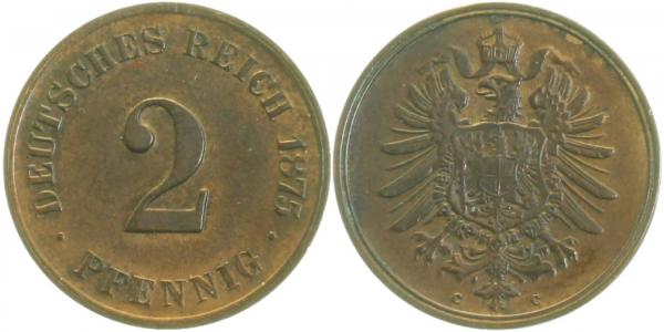 2 Pfennig 1875 C ss/vz J002