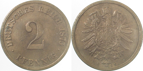 2 Pfennig 1875 C ss+ J002