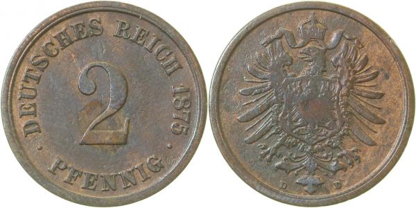 2 Pfennig 1875 D s/ss J002