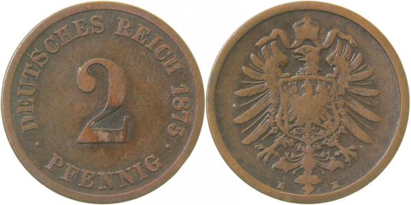 2 Pfennig 1875 E J002 Gedenkmünzen s+
