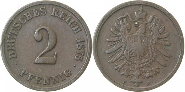 2 Pfennig 1875 F ss J002 fast prägefrisch/ss