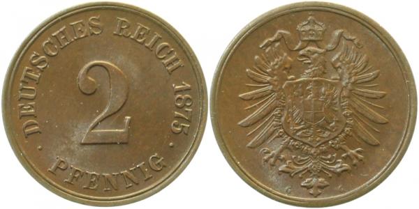2 Pfennig 1875 G J002 Gedenkmünzen prfr/st