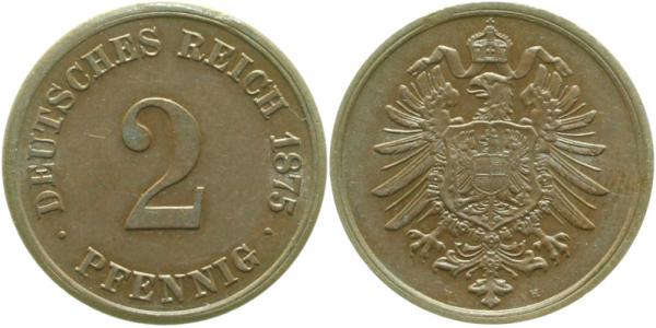 2 Pfennig 1875 H f prfr J002