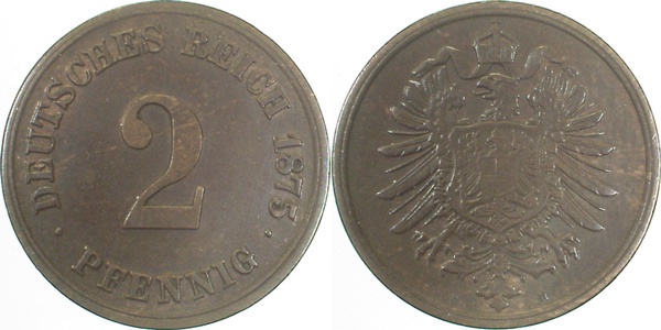 2 Pfennig 1875 H ss/vz J002