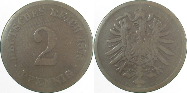 2 Pfennig 1875 H s/ss J002