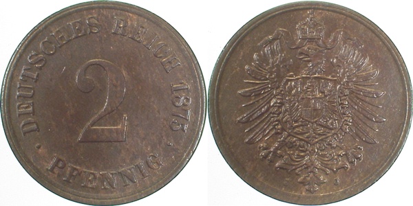 2 Pfennig 1875 J prfr/st J002 prfr