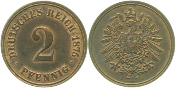 2 Pfennig 1875 J f prfr J002