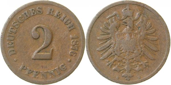 2 Pfennig 1876 B s/ss J002