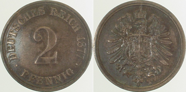 2 Pfennig 1877 A ss/vz J002 kl Rf