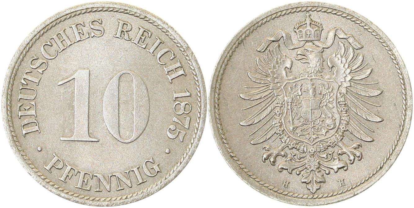 10 Pfennig 1875 H prfr/stgl !!!