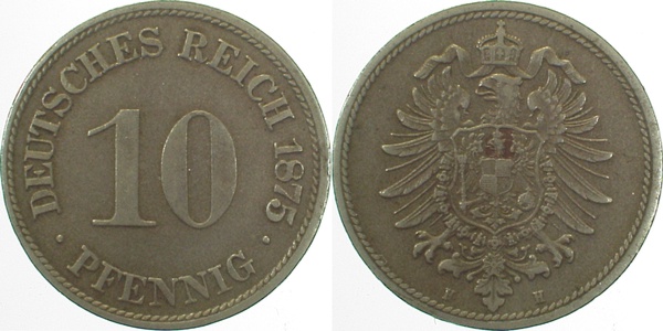 10 Pfennig 1875 H J004 ss-