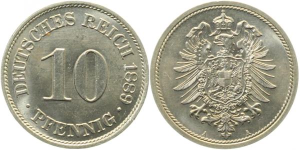 10 Pfennig 1889 A J004 prfr/stgl