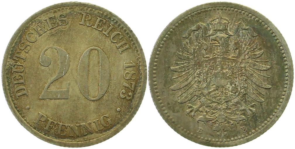 20 Pfennig 1873 B Gedenkmünzen J005 vz/st min. Krätzerchen