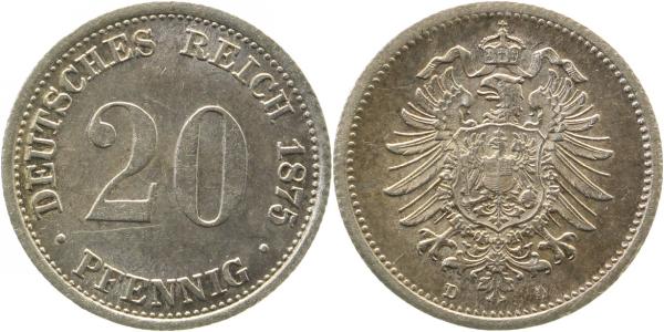 20 Pfennig 1875 D vz/st J005