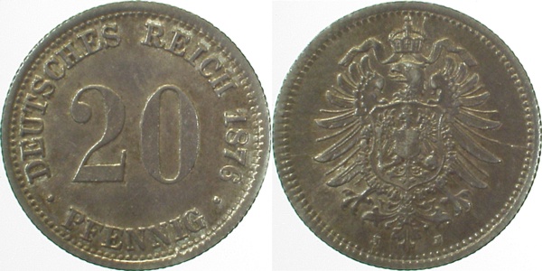 20 Pfennig 1876 J J005 vz+