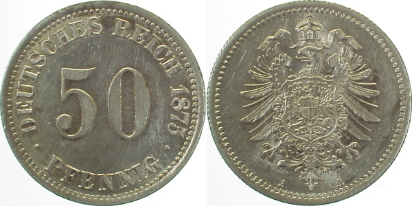 50 Pfennig 1875 A J007 vz/st