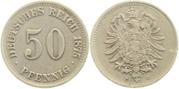 50 Pfennig 1875 C ss+ kleiner Randfehler J007