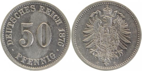 50 Pfennig 1876 C f vz J007 leichte bläuliche Patina