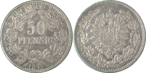 50 Pfennig 1877 G ss+ J008
