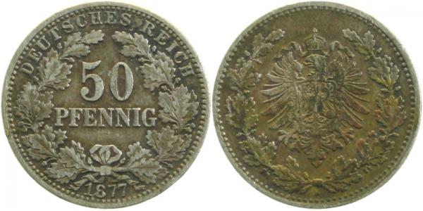 50 Pfennig 1877 H ss J008 Patina