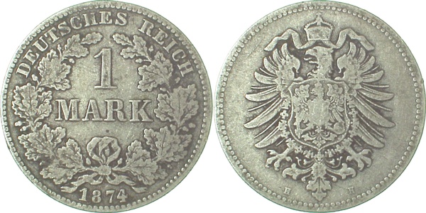1 Mark 1874 H s/ss J009