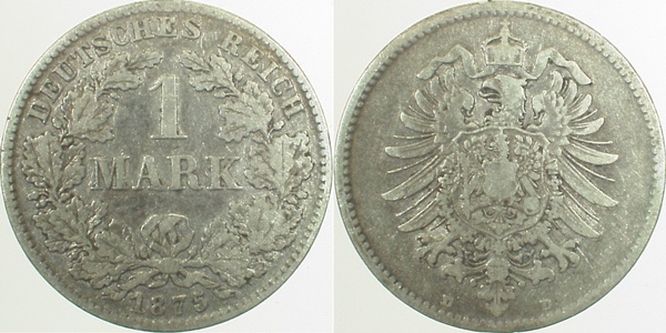 1 Mark 1875 D s/ss J009