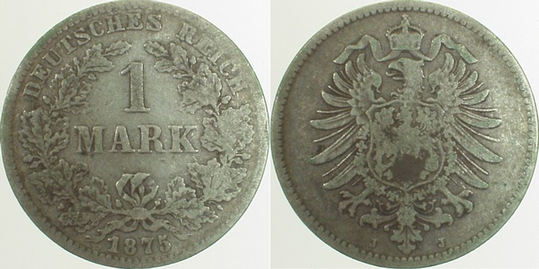 1 Mark 1875 J s/ss J009