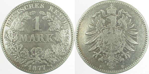 1 Mark 1877 B J009 s/ss sehr selten