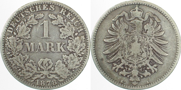 1 Mark 1878 A s/ss J009