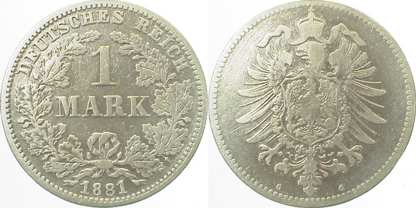 1 Mark 1881 G s/ss J009