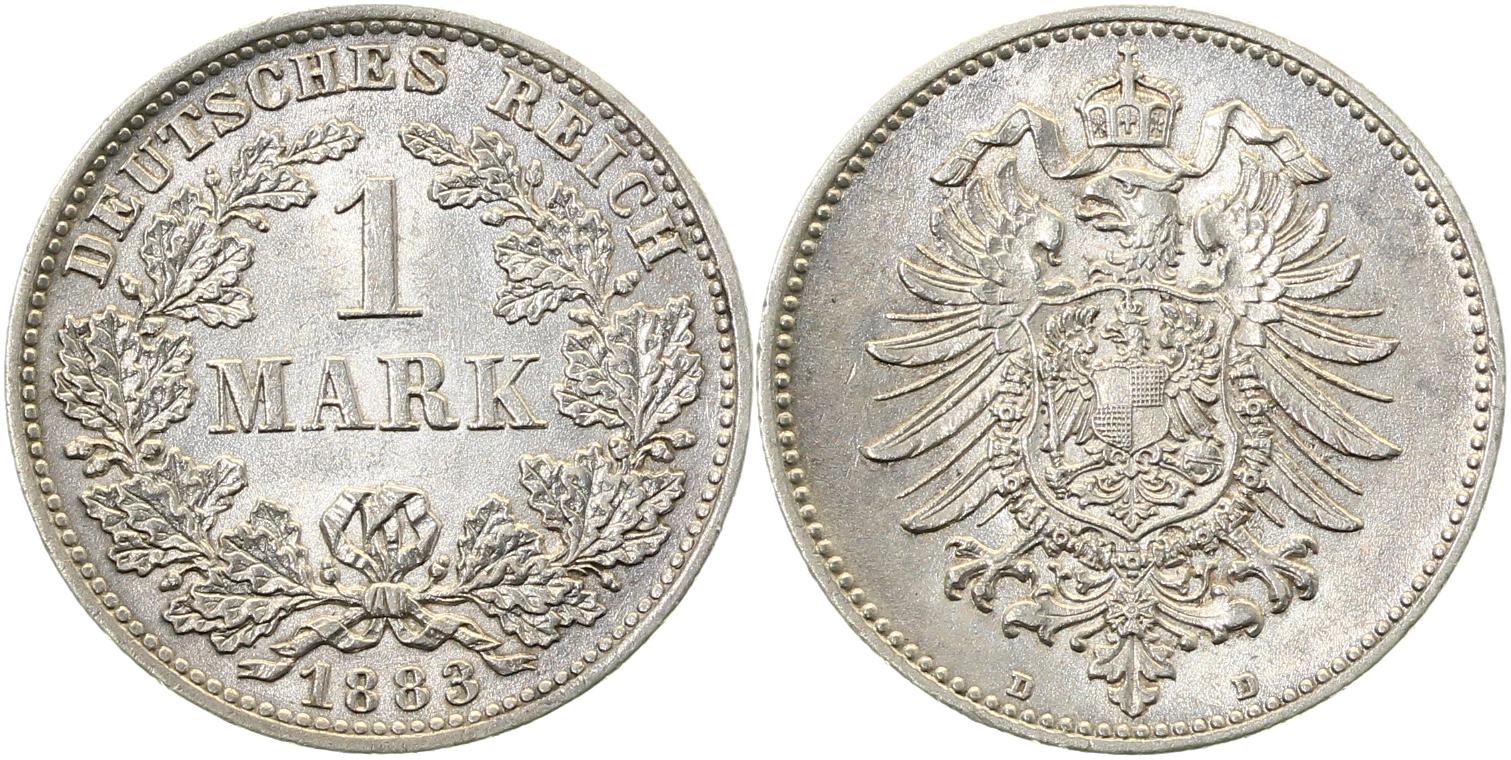1 Mark 1883 D vz+ sehr selten in der Erhaltung J009